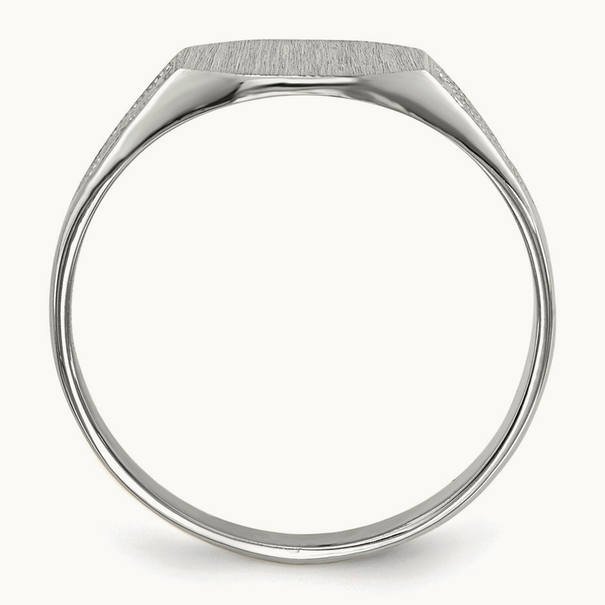 9.0x7. Closed Back Signet Ring, 0mm, 14K White Gold