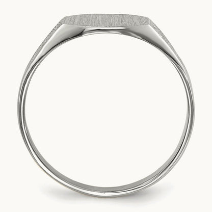 9.0x7. Closed Back Signet Ring, 0mm, 14K White Gold
