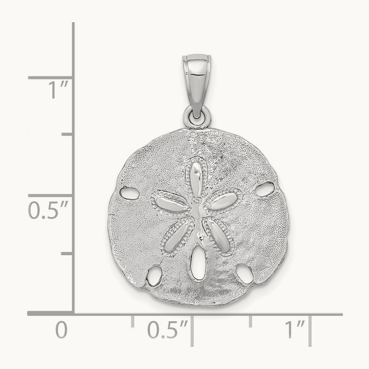 Polished Sand Dollar Charm — 14K White Gold, 27mm