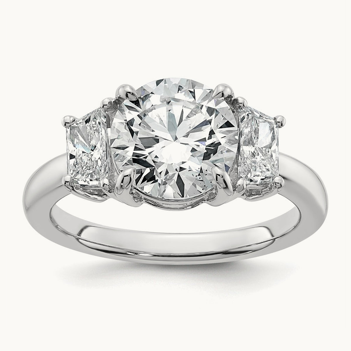 Trapezoid Sidestones Engagement Ring, 0.25-3.75 ct tw Lab-Grown Diamond — 3 1/2 ct, VS (Best) · Certified, 14K White Gold