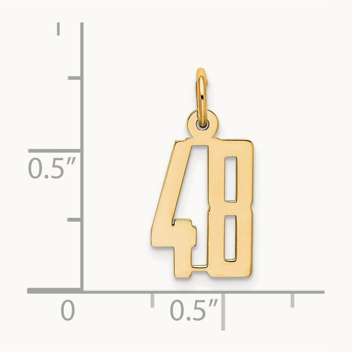 Small Elongated Number 48 Charm, 14K