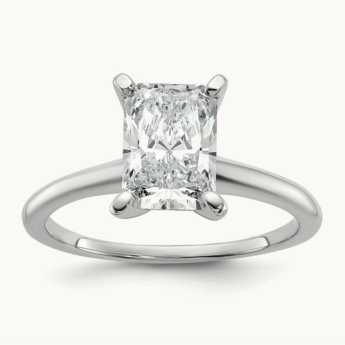 Radiant Solitaire Engagement Ring, 0.50-5.00 ct tw Lab-Grown Diamond — 1 3/4 ct, 14K White Gold