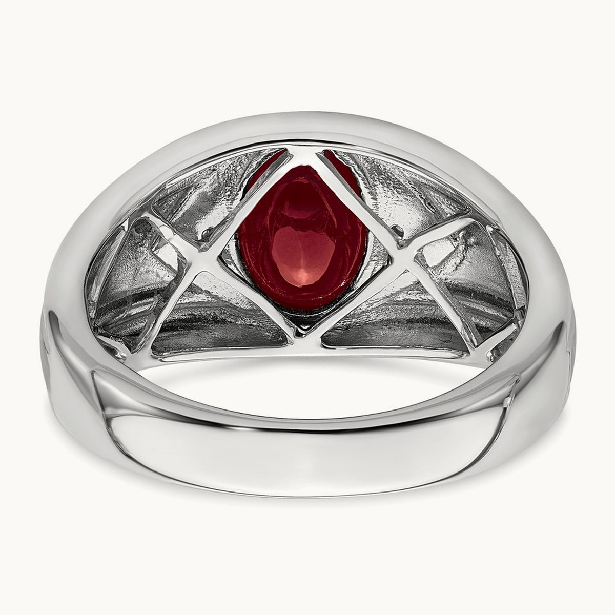 Created Ruby and Lab-Grown Diamond Men's Ring — 14K White Gold, 10
