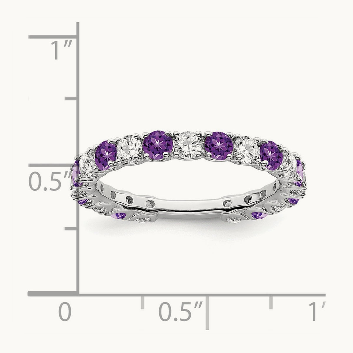 Amethyst and Diamond Band, 14K White Gold