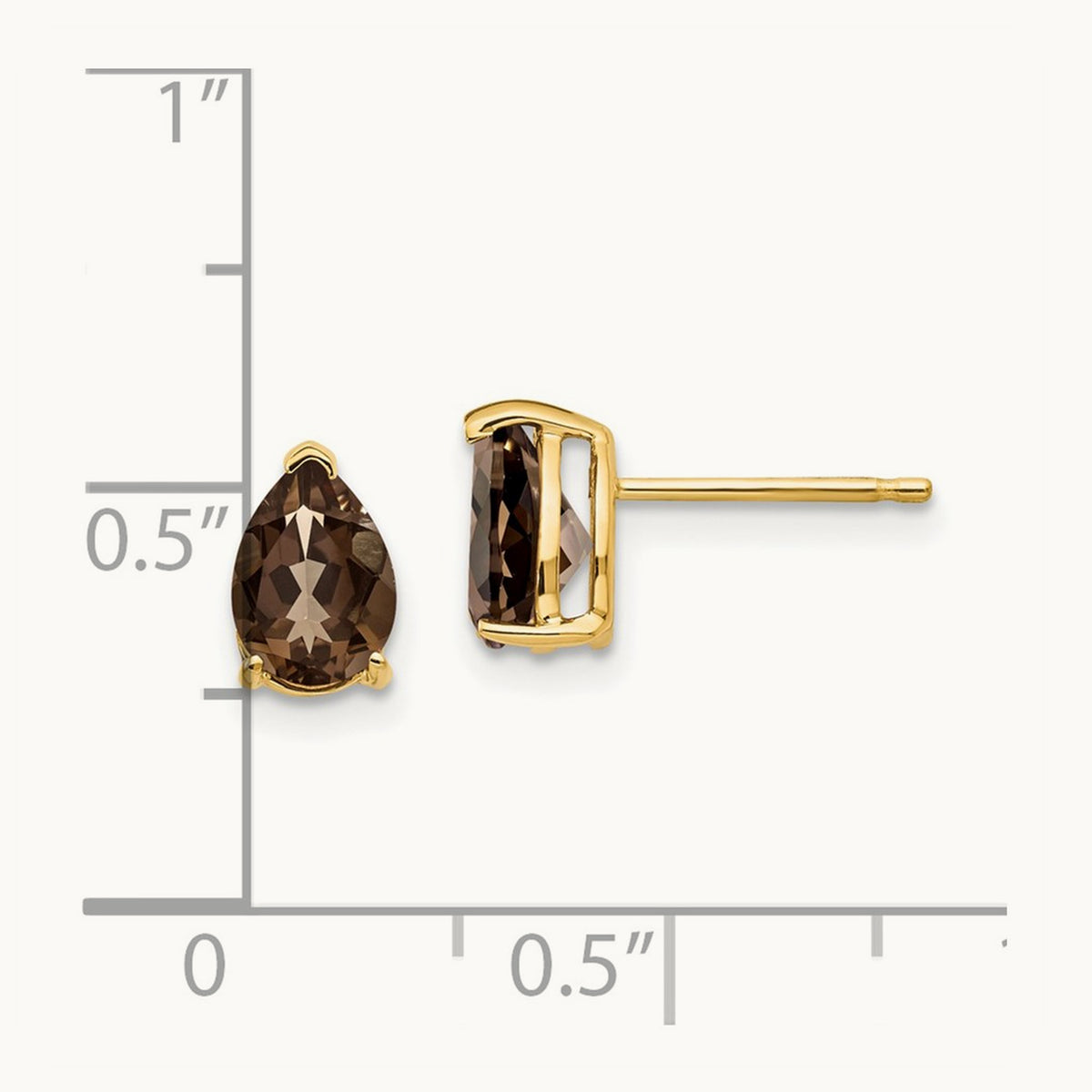 7x5 Pear Smoky Quartz Earrings, 14K