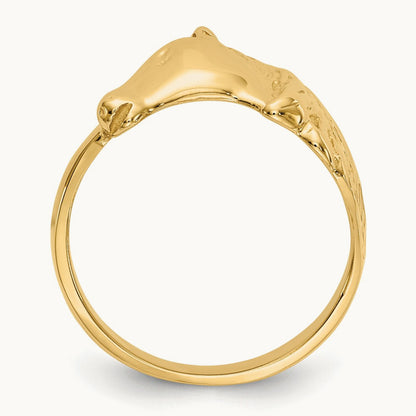 Polished Horse Head Ring, 14K Gold