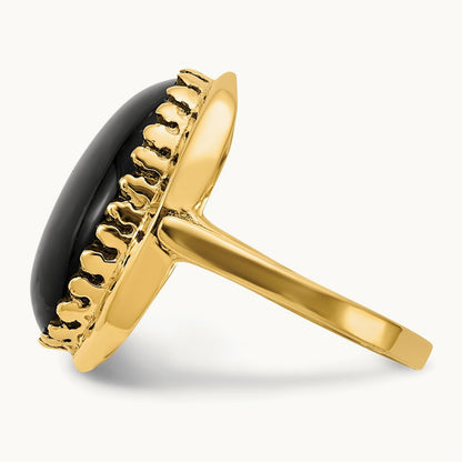 16x12mm Oval Onyx Ring, 14K
