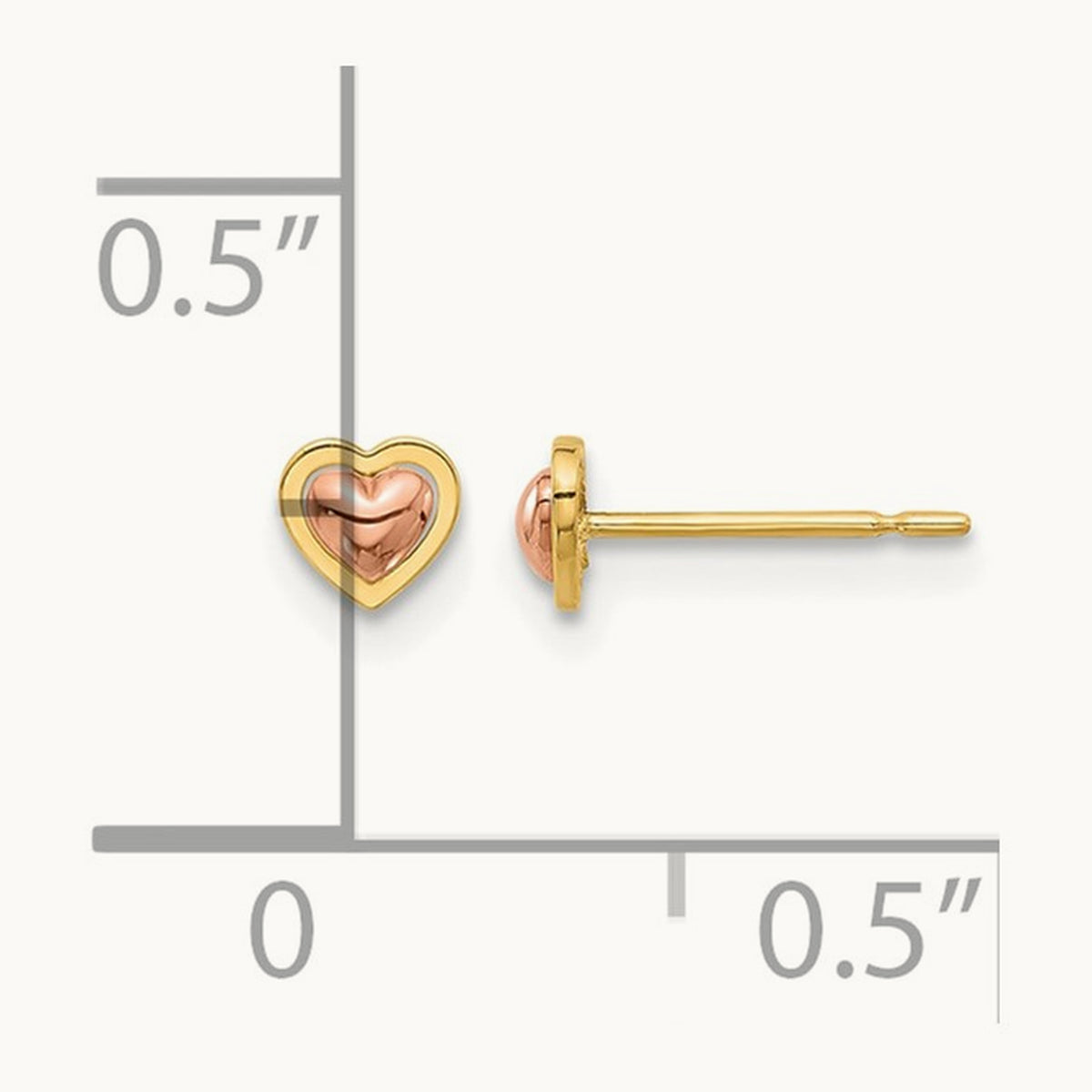 Madi K Two-Tone Polished Heart Post Earrings, 14K