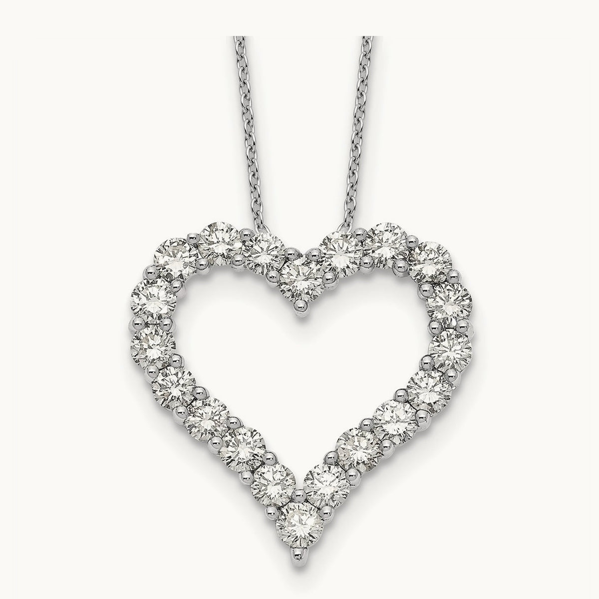 Heart Necklace, 2.00 ct tw Lab-Grown Diamond in 14K White Gold