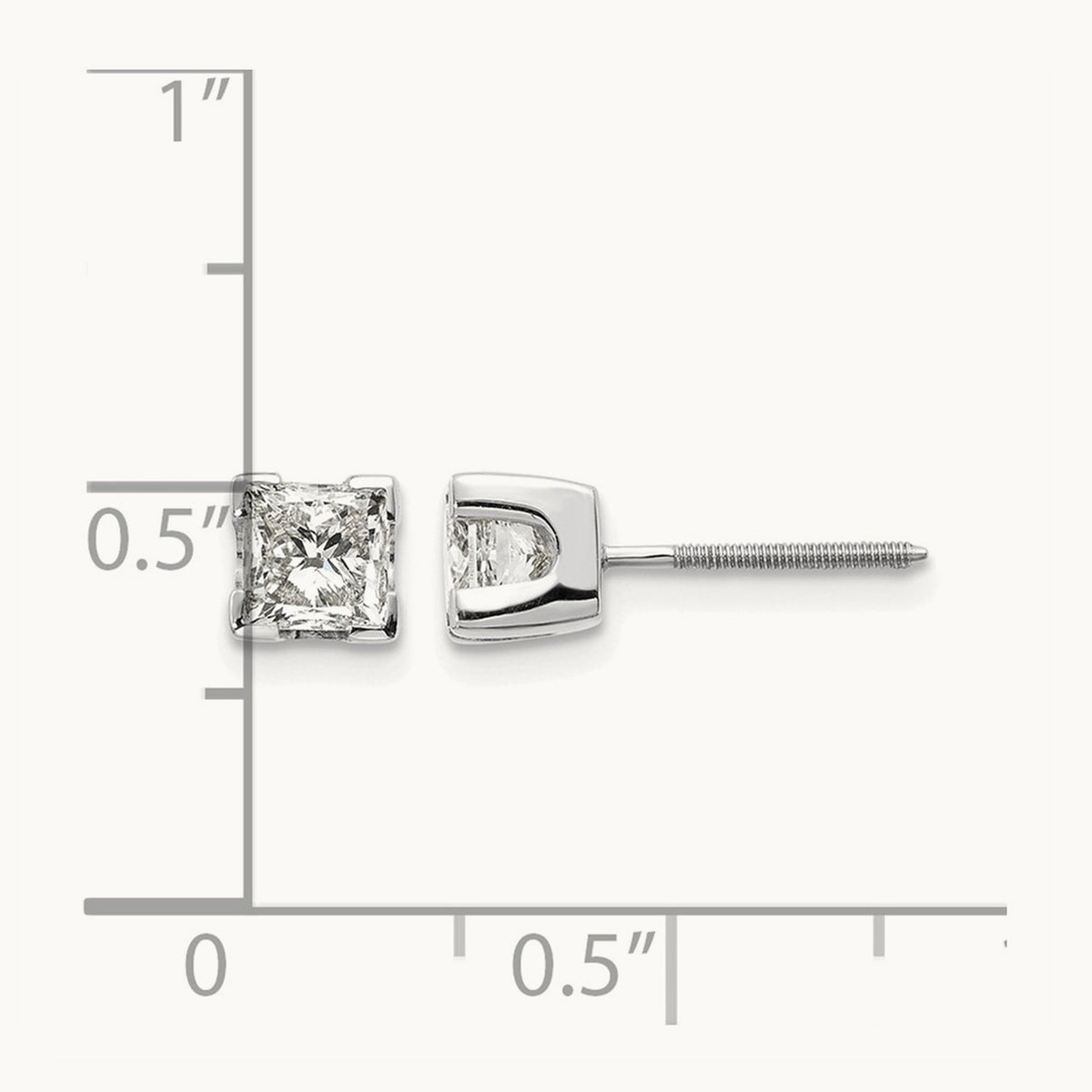 Princess Cut Stud Earring Mountings, 4.5mm, 14K White Gold