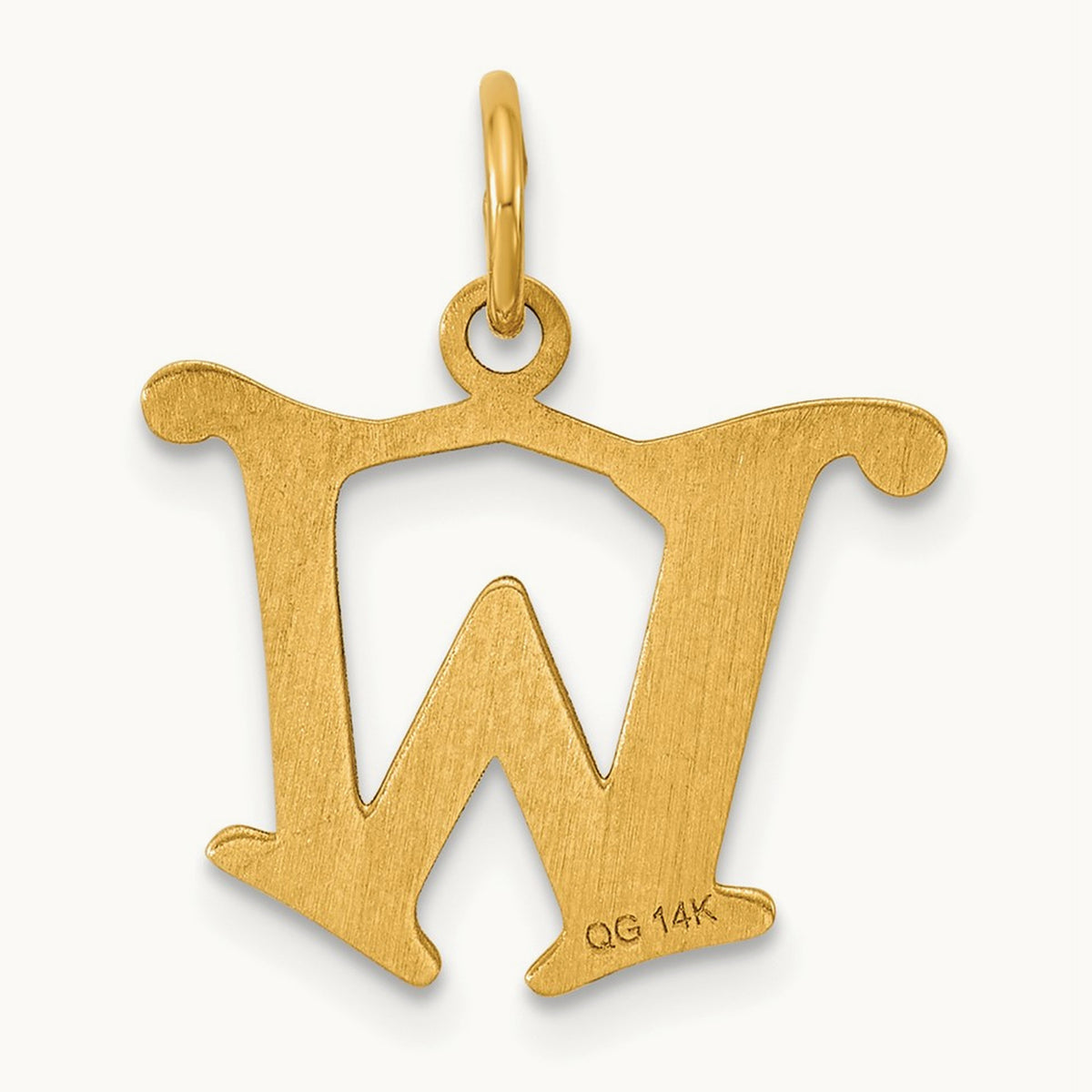 Diamond-cut Initial Charm — 14K Yellow Gold, W
