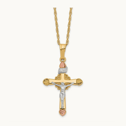 12k Black Hills Gold Crucifix Necklace