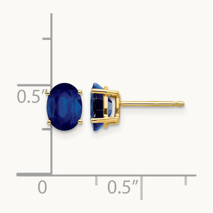Sapphire Post Earrings, 14K