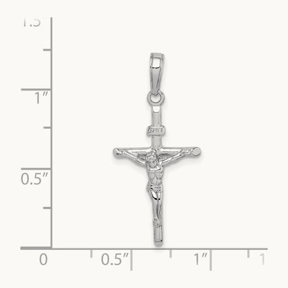 Stick Style Crucifix Pendant — 14K White Gold
