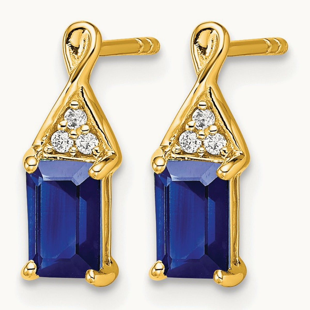 Sapphire and Diamond Earrings — 14K Yellow Gold