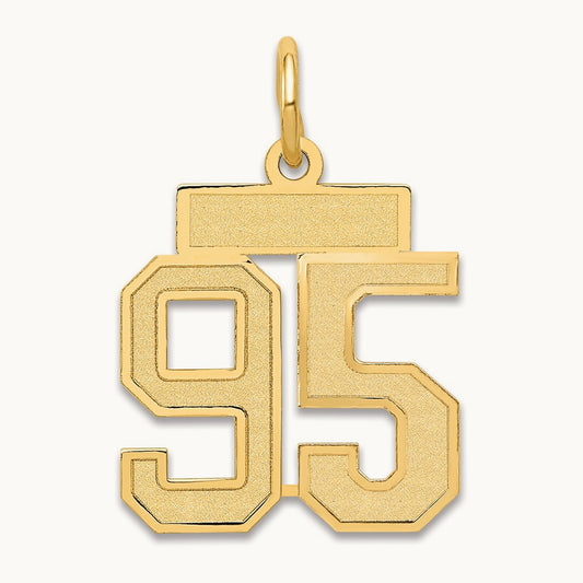 Small Satin Number 95 Charm, 14K
