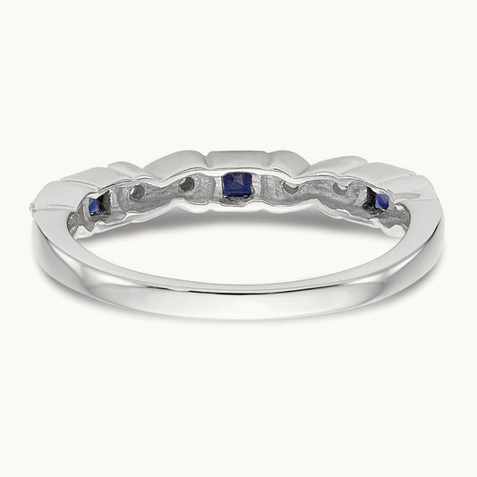 Diamond w/Sapphire Band, 14K White Gold