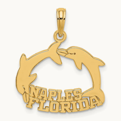 NAPLES FLORIDA Jumping Dolphins Charm, 14K
