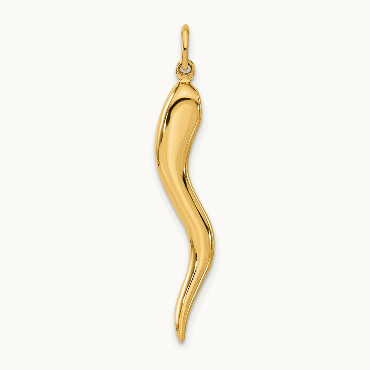Large 3D Italian Horn Charm, 14K