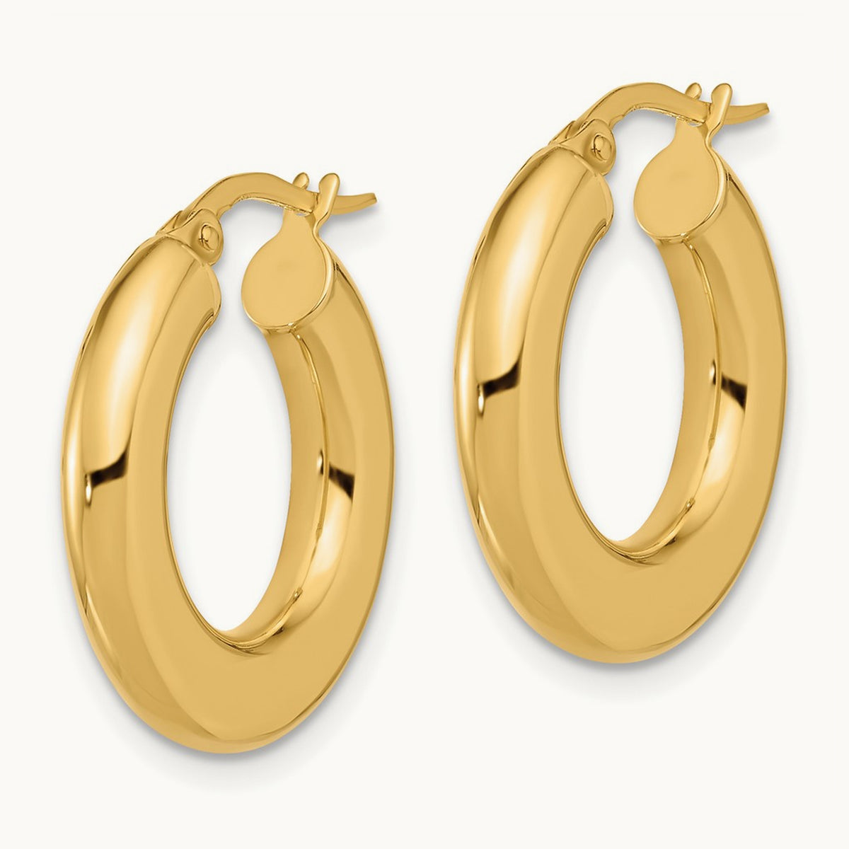 Polished Tube Hoop Earrings — 14K Yellow Gold