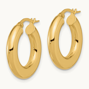 Polished Tube Hoop Earrings — 14K Yellow Gold