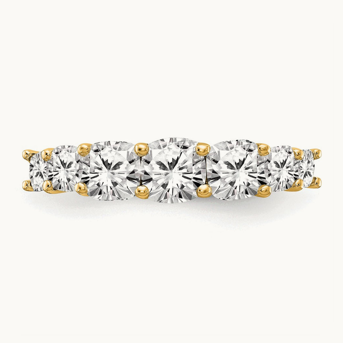 Cushion 7 Stone Band, 1.50-3.25 ct tw Lab-Grown Diamond — 1 5/8 ct, 14K Yellow Gold