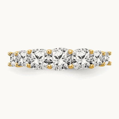 Cushion 7 Stone Band, 1.50-3.25 ct tw Lab-Grown Diamond — 1 5/8 ct, 14K Yellow Gold