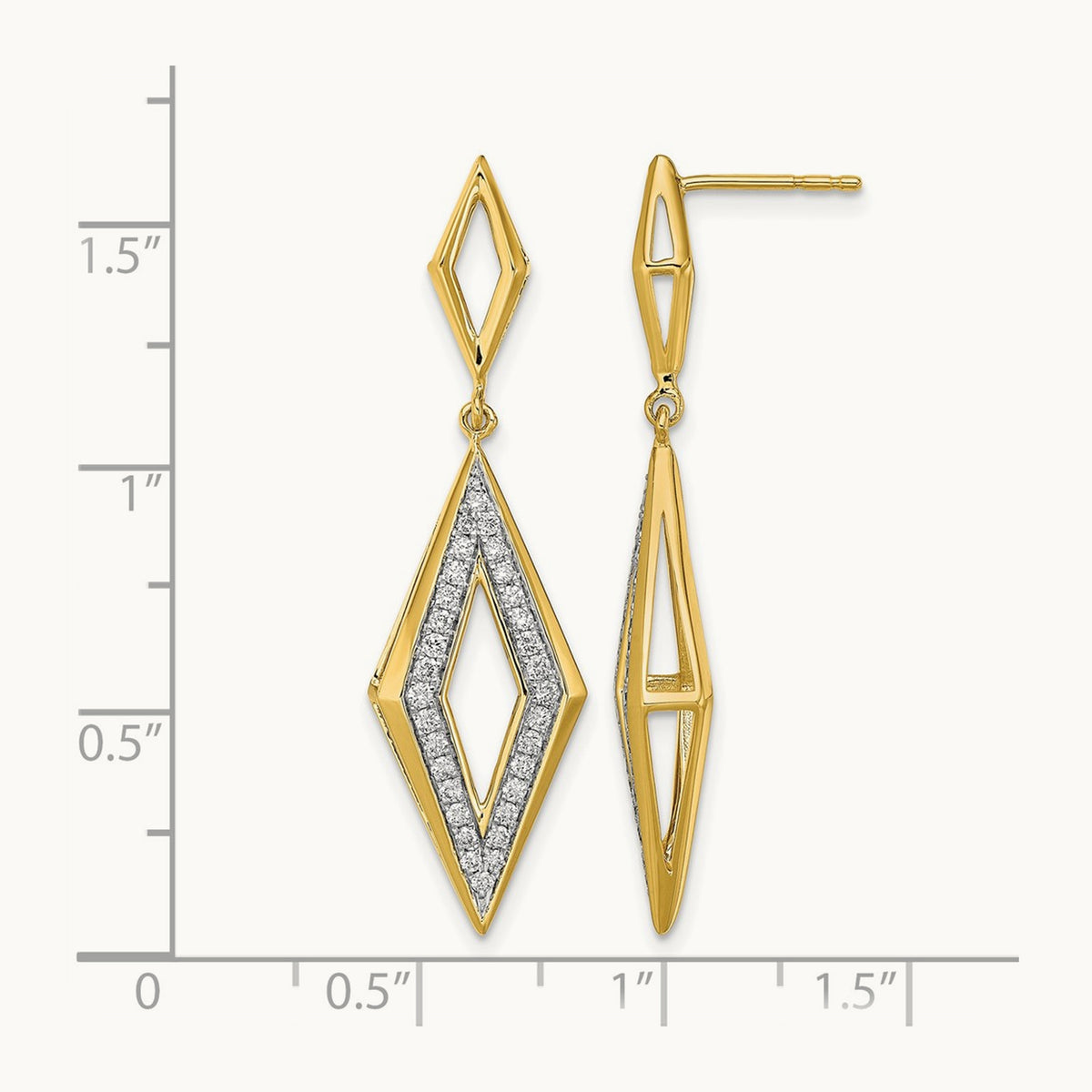 Polished Diamond Dangle Post Earrings, 14K