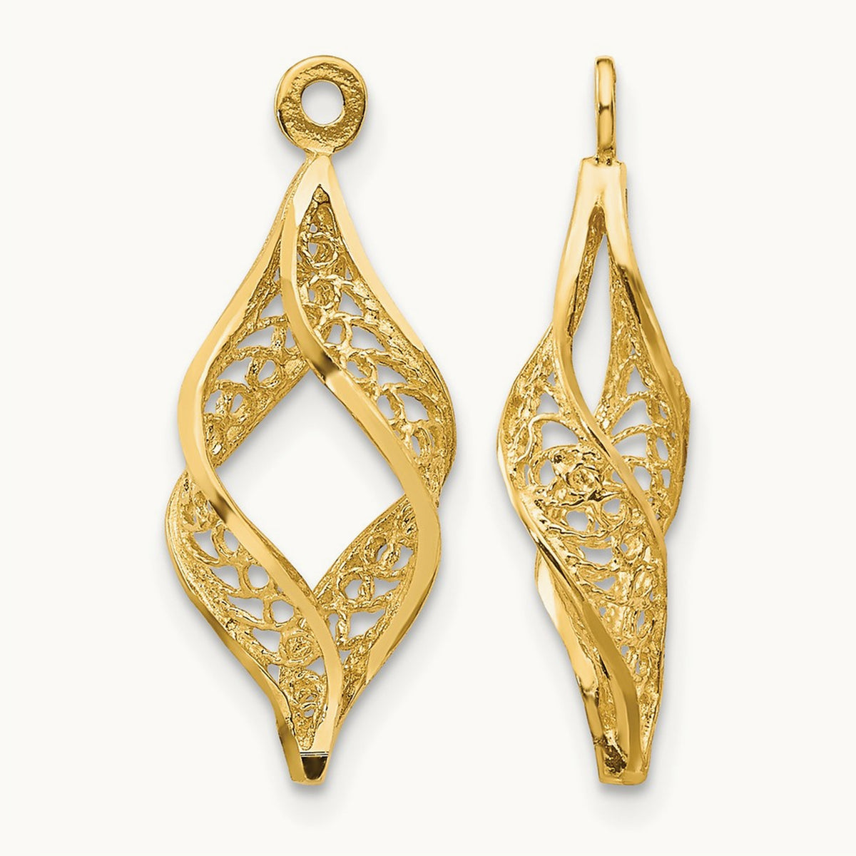Polished Filigree Swirl Earring Jackets, 14K