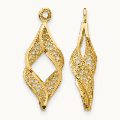 Polished Filigree Swirl Earring Jackets, 14K