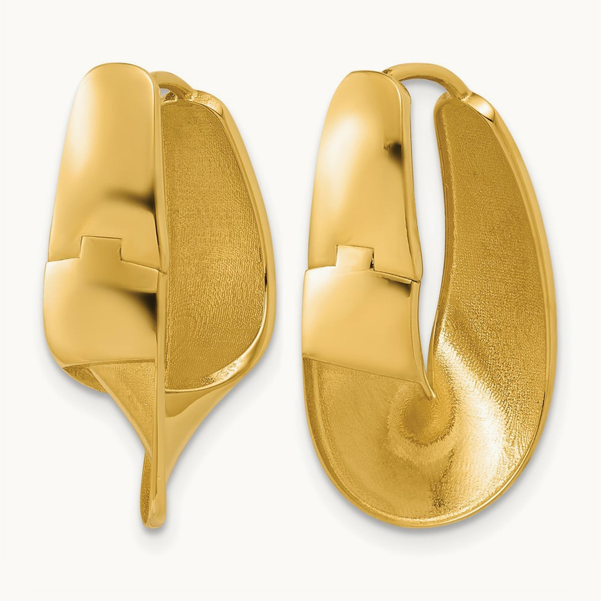 Polished Fancy Wave Hinged Hoop Earrings, 14K — Leslie's