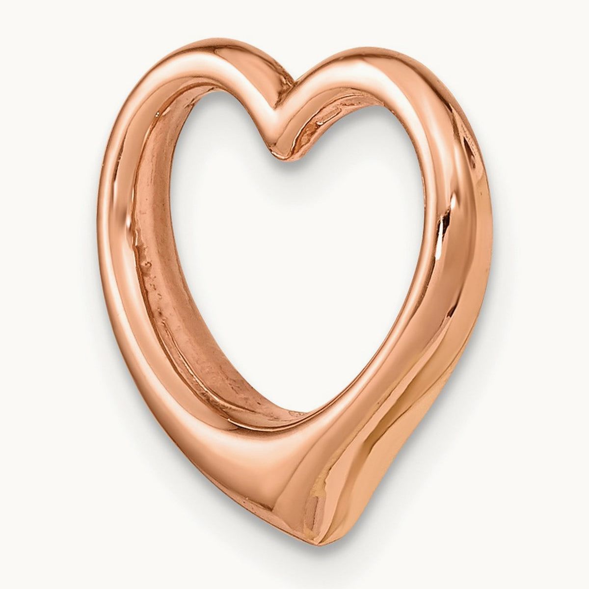 Polished Heart Chain Slide — 14K Rose Gold, 15.5mm
