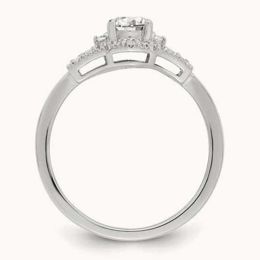 Lab-Grown Diamond Art Deco Round Center Semi-Mount Engagement Ring — 3/8 ct, 7
