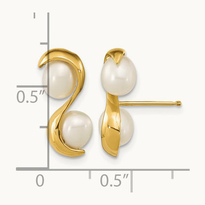4- Rice FWC Pearl Post Earrings, 5mm, 14K