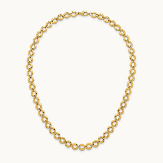 Polished Fancy Circle Link Necklace, 8mm, 14K
