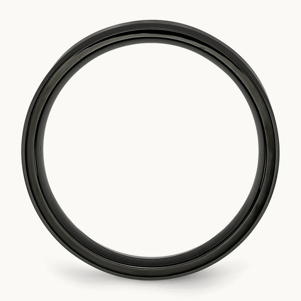 Polished Brushed Center Black IP Beveled Edge Band — 6mm