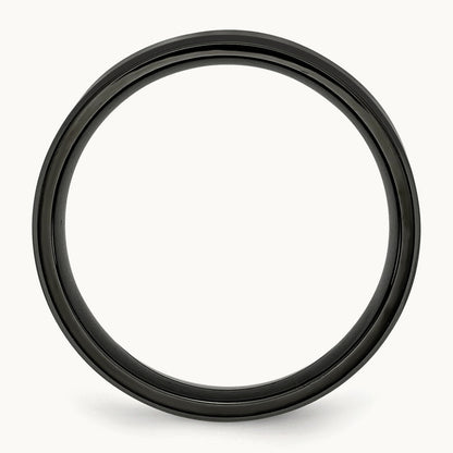 Polished Brushed Center Black IP Beveled Edge Band — 6mm