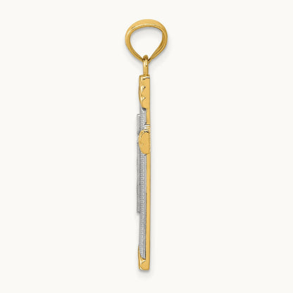 w/Rhodium Cross Pendant, 14K