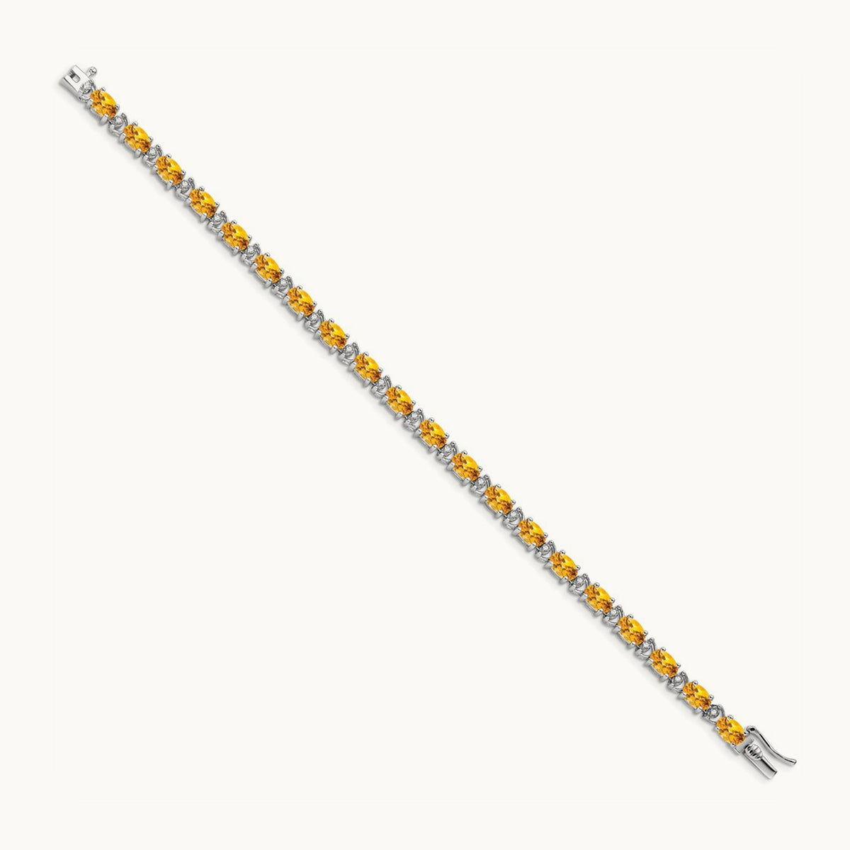Oval Citrine and Diamond Bracelet, 14K White Gold