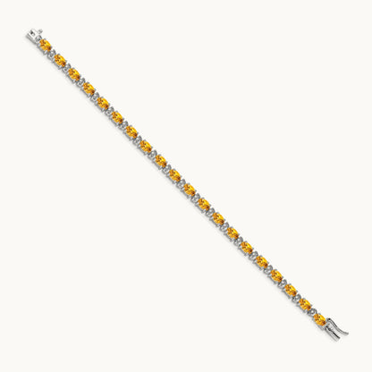 Oval Citrine and Diamond Bracelet, 14K White Gold
