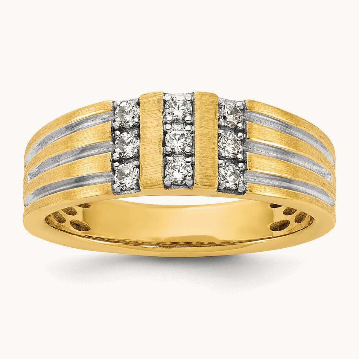 Setting: with White Rhodium IB Goodman Men's Diamond Ring Mounting, 14K Gold — 14K Yellow Gold