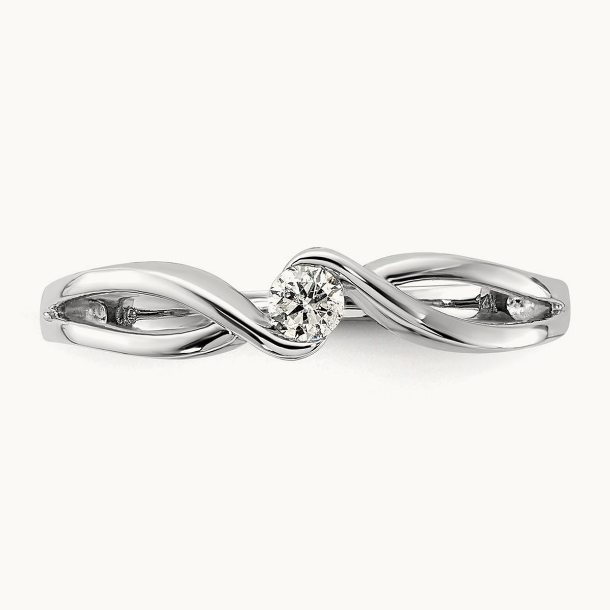 Polished Diamond Ring, 14K White Gold