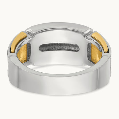 IBGoodman Men's Polished & Cut-Out 2-Row Diamond Ring, 14K Two-tone