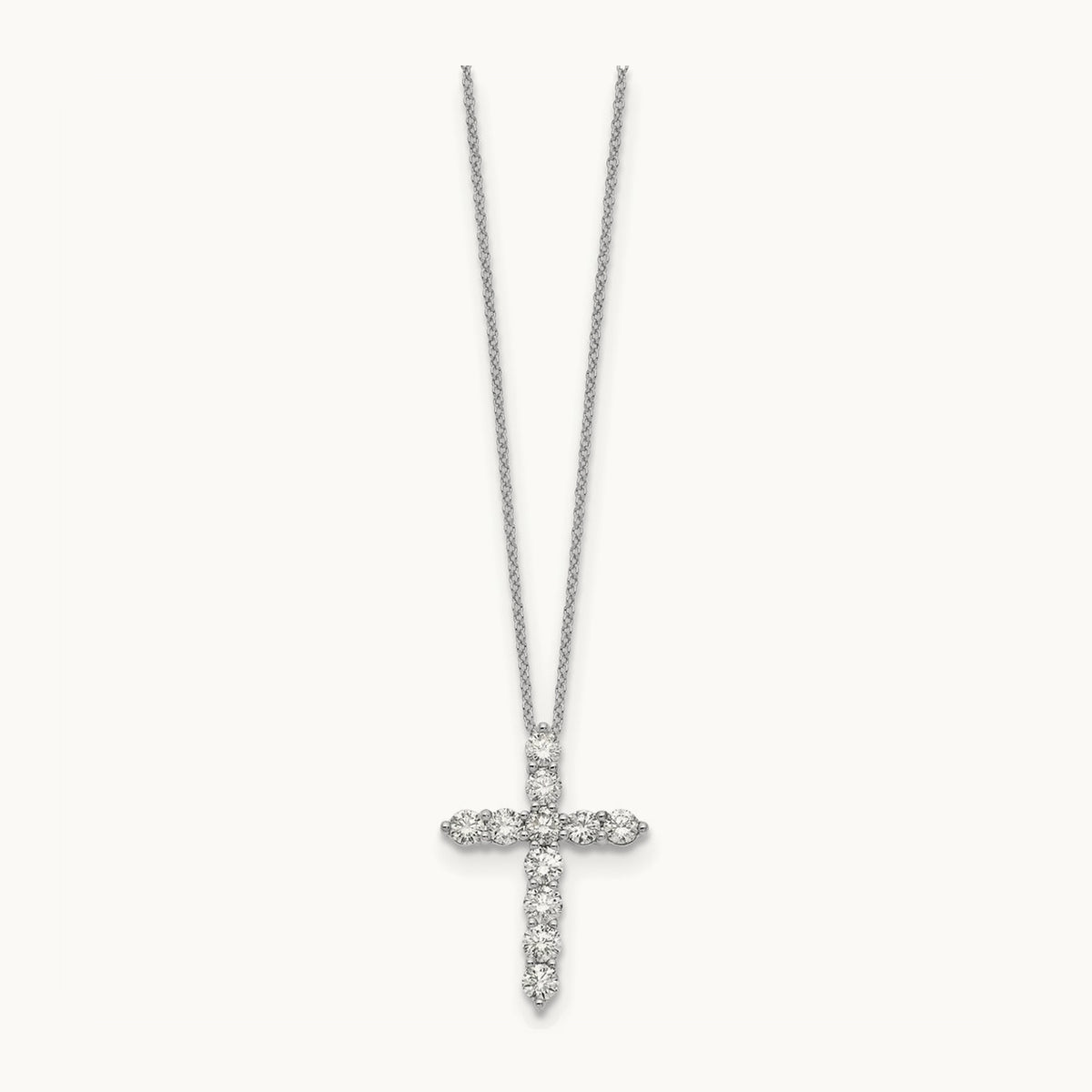 Diamond Cross 18 inch Necklace, 14K White Gold