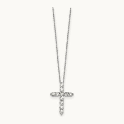 Diamond Cross 18 inch Necklace, 14K White Gold