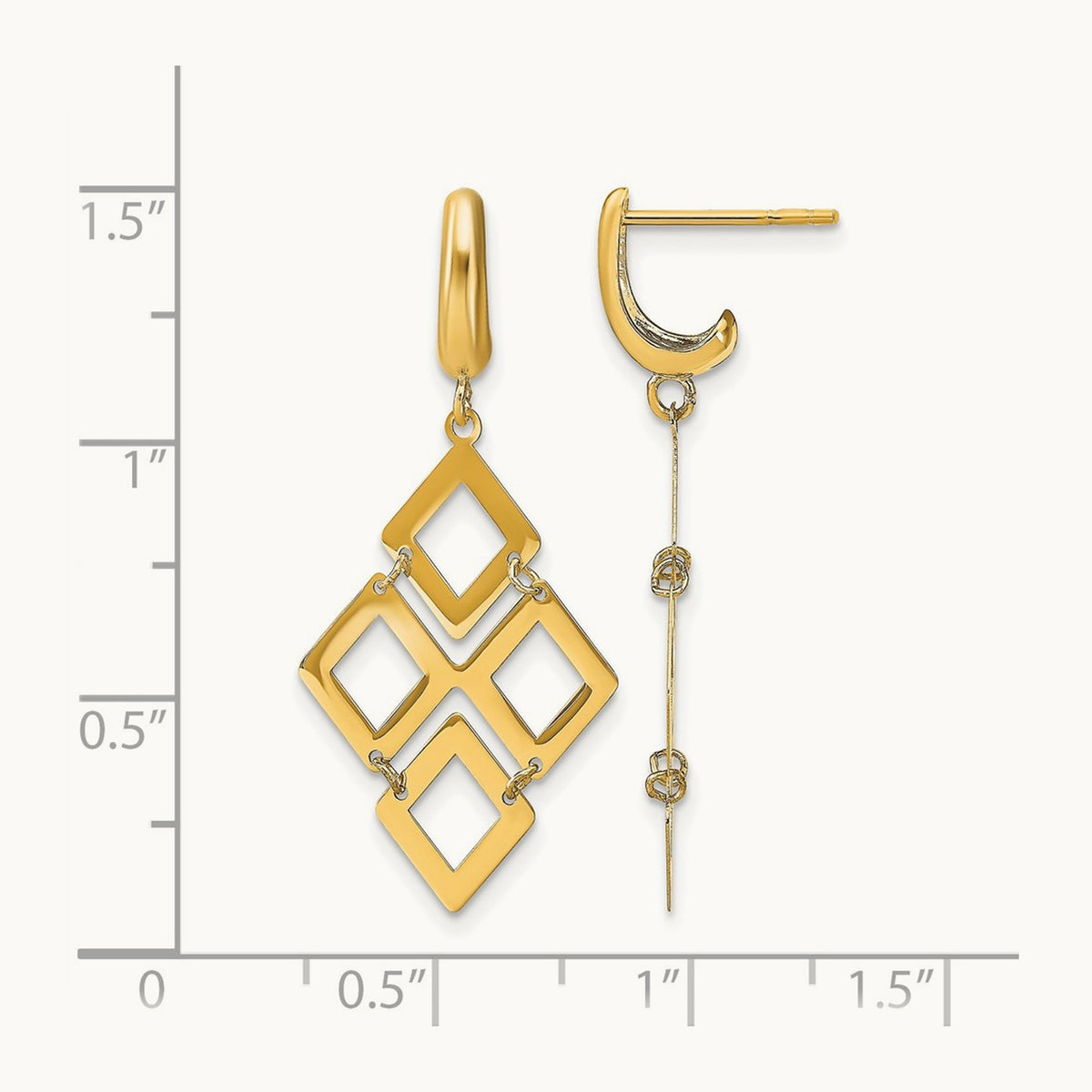 Polished Post Dangle Earrings, 14K — Leslie's