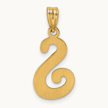 Script Letter S Initial Pendant, 14K