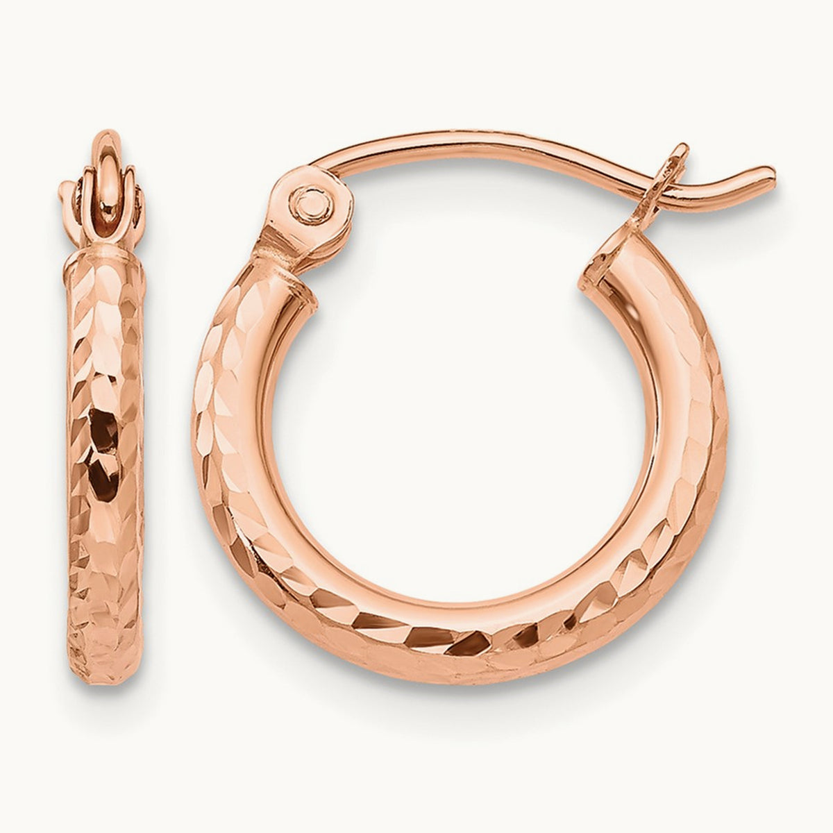 Lightweight Diamond-cut Hoop Earrings — 13mm