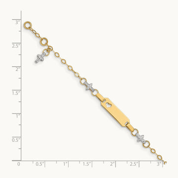 Baby Polished and Textured Cross with 1in extension ID Bracelet — 4.5mm