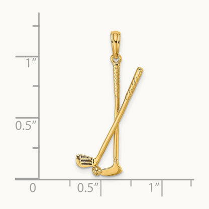 3-D Double Golf Clubs with Ball Charm, 14K